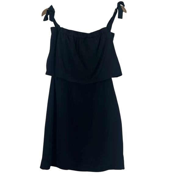 Madewell Mini Dress Womens S 100% Silk Black Off the Shoulder Clean Girl LBD - Picture 3 of 7